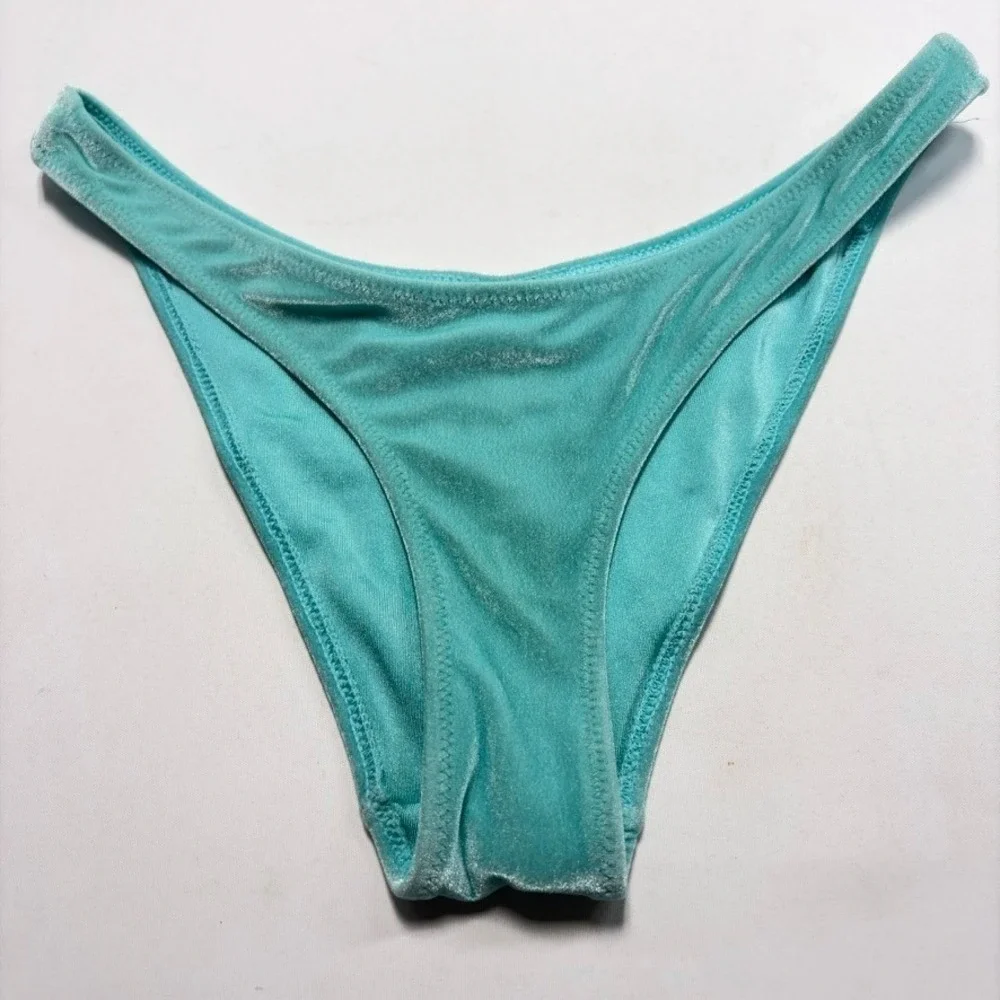 Triangl Velvet Bikini Bottoms XS Aqua Teal Swim Bottoms Top